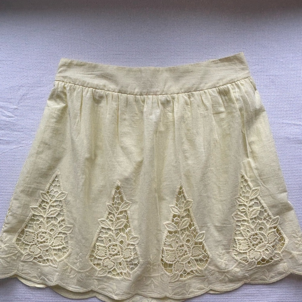 LBK Women's Pake Yellow lace A-Line Skirt